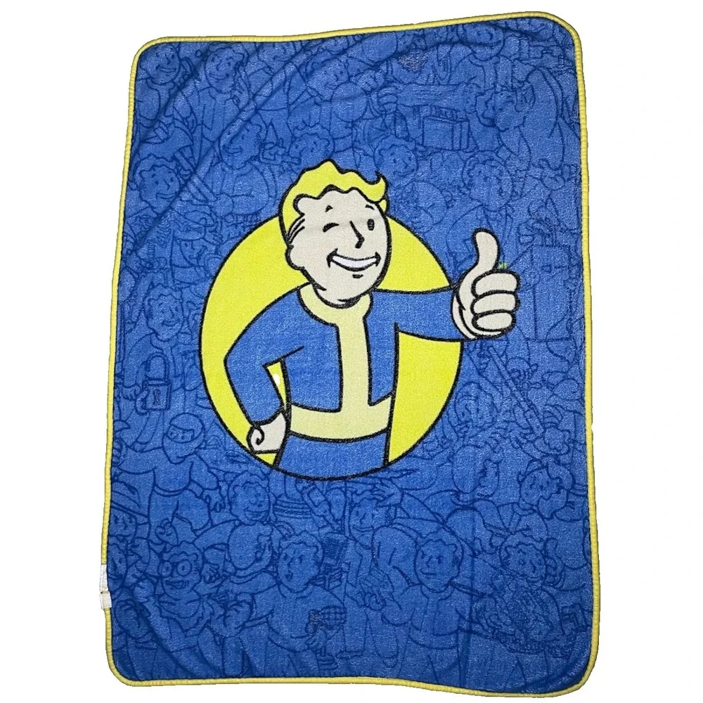 Vault Boy‎ Fleece Blanket Throw Video Game Gaming Funky Decoration 40x60 Blue